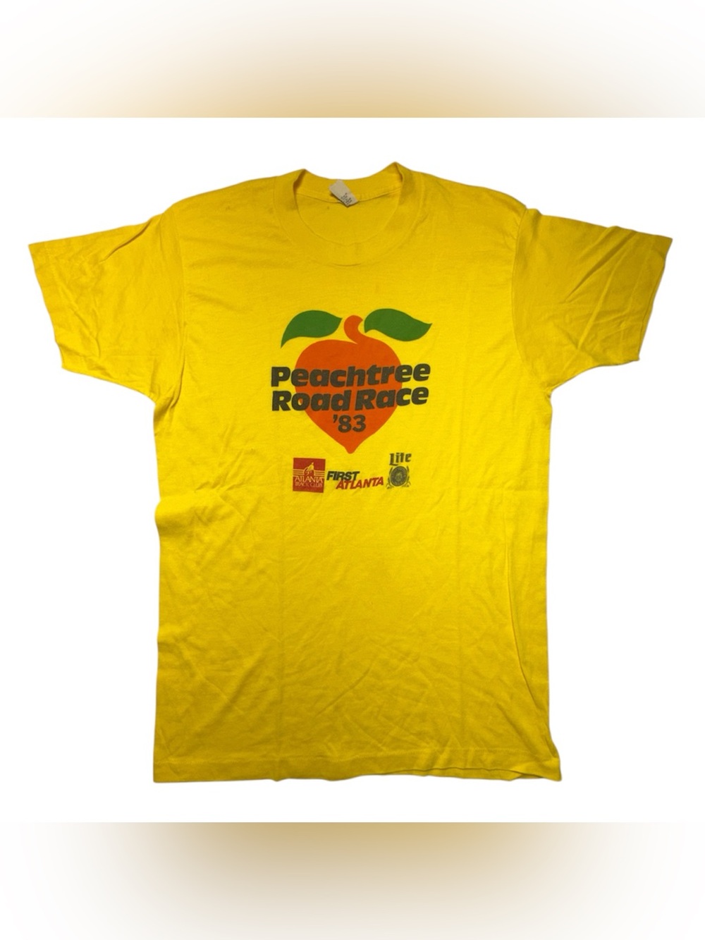 VTG Yellow 1983 Peachtree Road Race Shirt Size XL Atlanta Rare 80s Running Tee